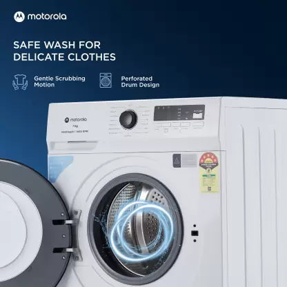 MOTOROLA 7 kg 5 Star Rating Garment Sterilization Fully Automatic Front Load Washing Machine with In-built Heater White  (70FLAM5W)(OPEN BOX) MOTOROLA 7 kg 5 Star Rating Garment Sterilization Fully Automatic Front Load Washing Machine with In-built Heater White  (70FLAM5W)(OPEN BOX)